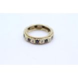9ct gold black gemstone & diamond full eternity ring Size L - 3.1 g
