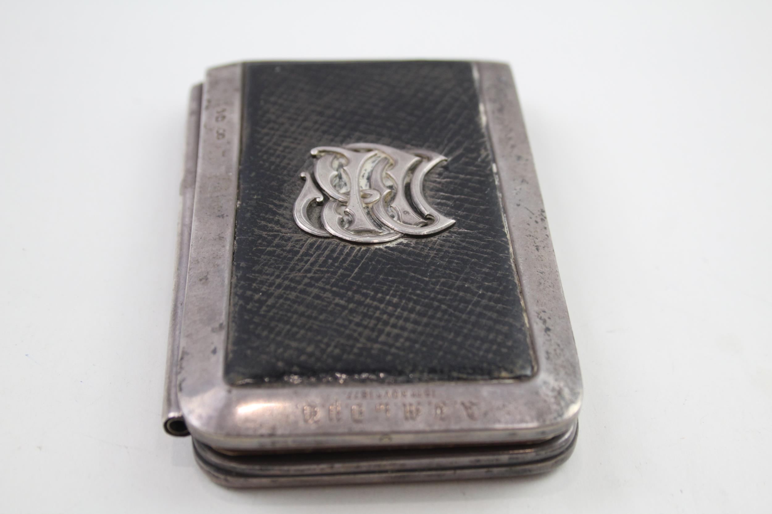 Antique Victorian .925 Sterling Silver Detailed & Leather Pocket Notebook 243g - w/ Personal