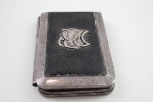 Antique Victorian .925 Sterling Silver Detailed & Leather Pocket Notebook 243g - w/ Personal