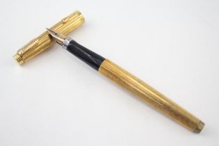 Vintage PARKER 75 Gold Plated Fountain Pen w/ 14ct Gold Nib WRITING - Dip Tested & WRITING In