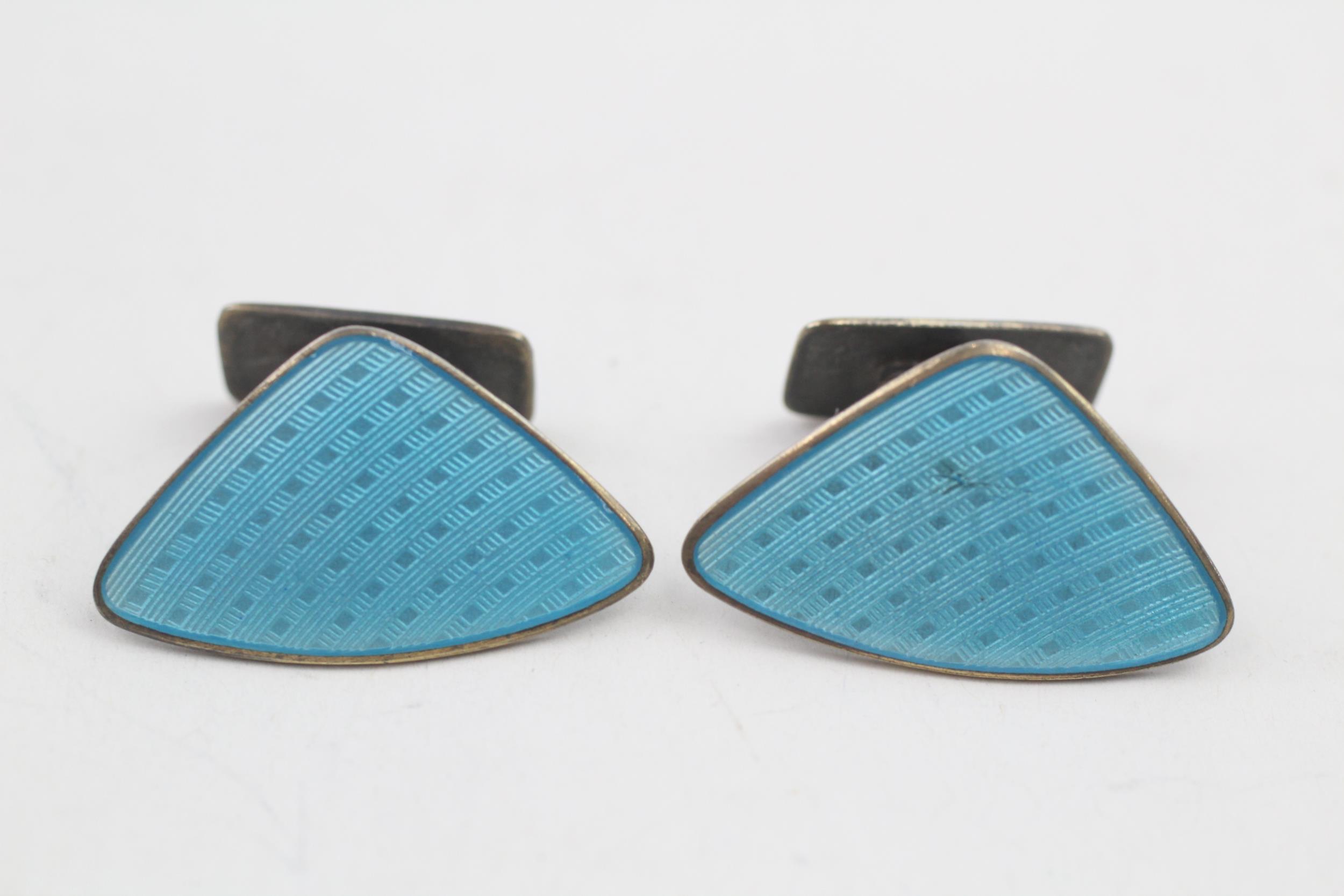 Silver enamel cufflinks by Aksel Holmesen Norway (9g)