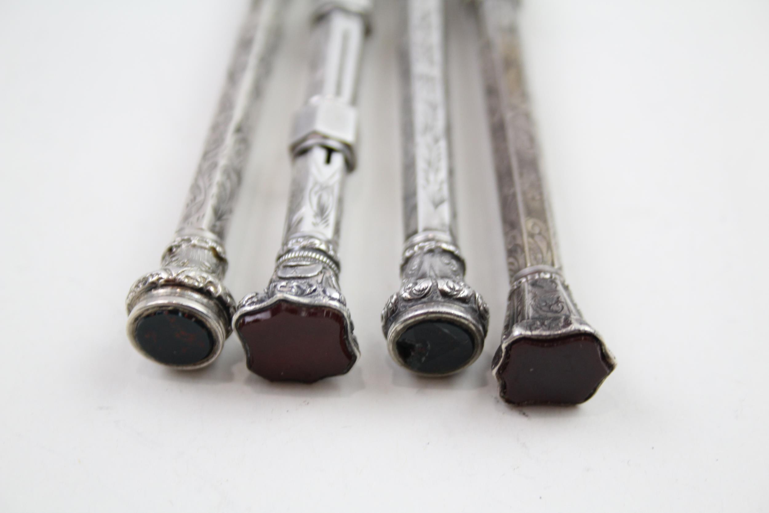 4 x Antique / Vintage .800 SILVER Pencils & Dipping Nib w/ Wax Seals (58g) - Untested XRF TESTED FOR - Bild 6 aus 6