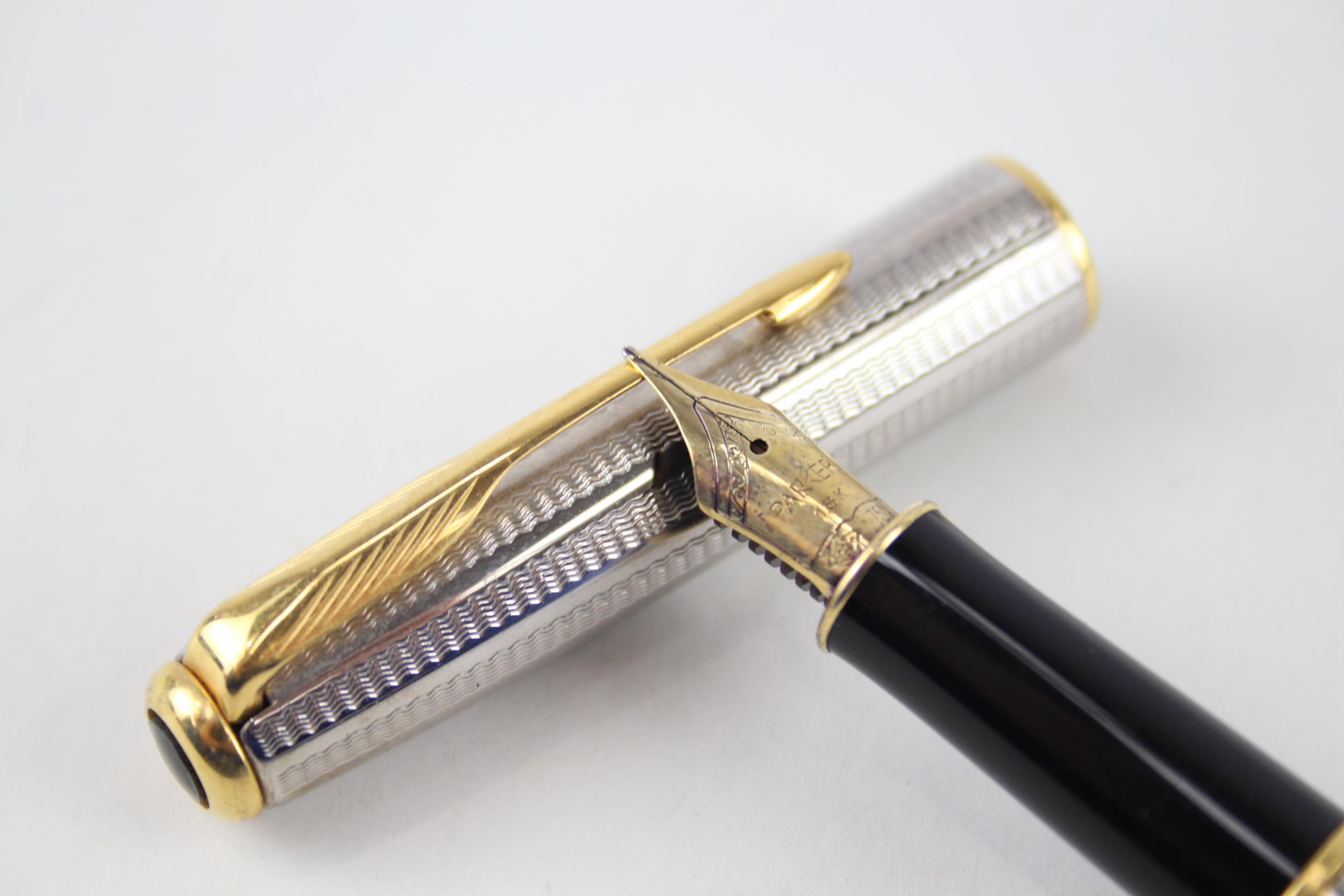 PARKER Sonnet Silver Plated Fountain Pen w/ 18ct Gold Nib WRITING - Dip Tested & WRITING In - Image 2 of 4