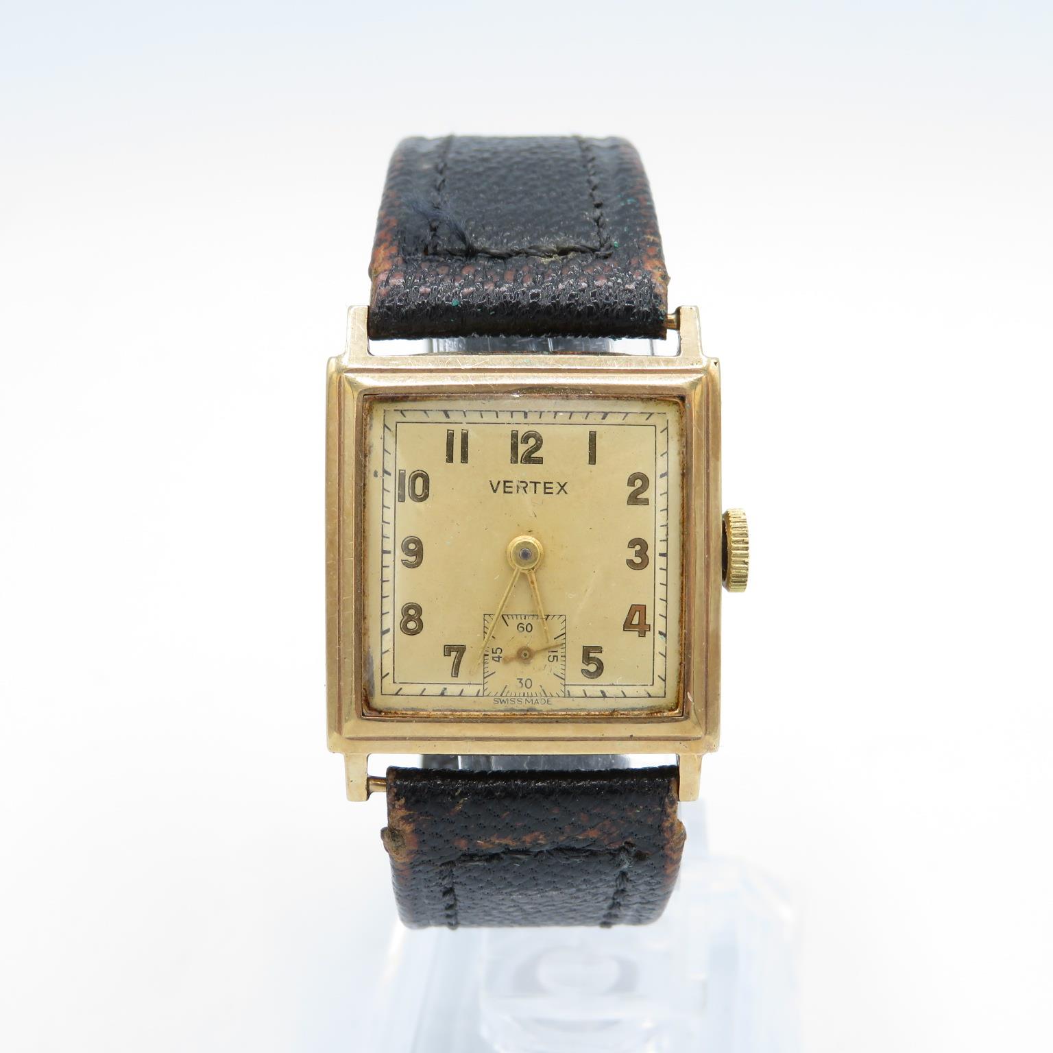 Vertex Square Cased 9ct Gold WRISTWATCH Hand-Wind WORKING - Vertex Square Cased 9ct Gold