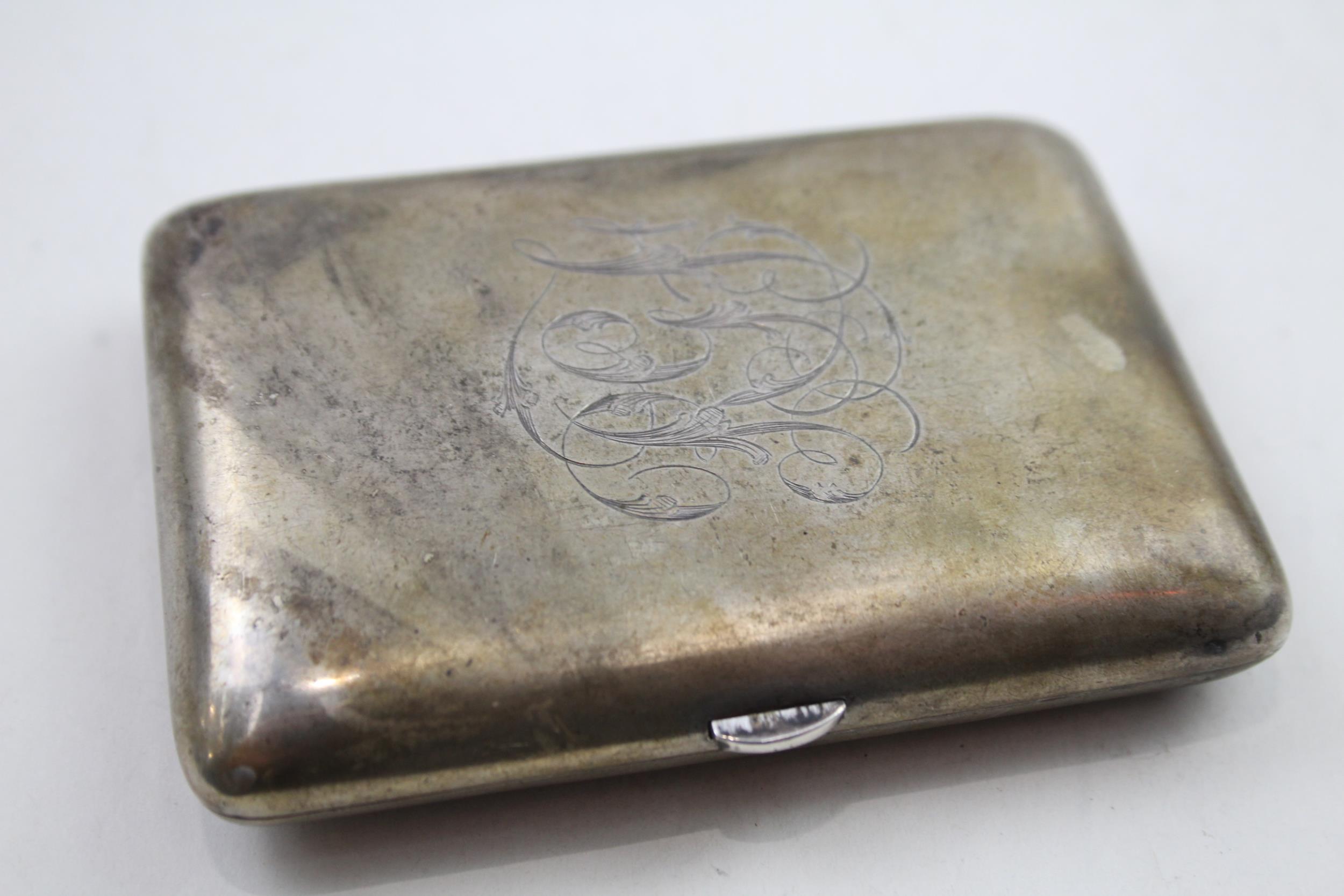 Antique Silver Plate Enamel Detailed Tobacciana Cigarette Case w/ Fairy Scene - w/ Personal - Image 6 of 7