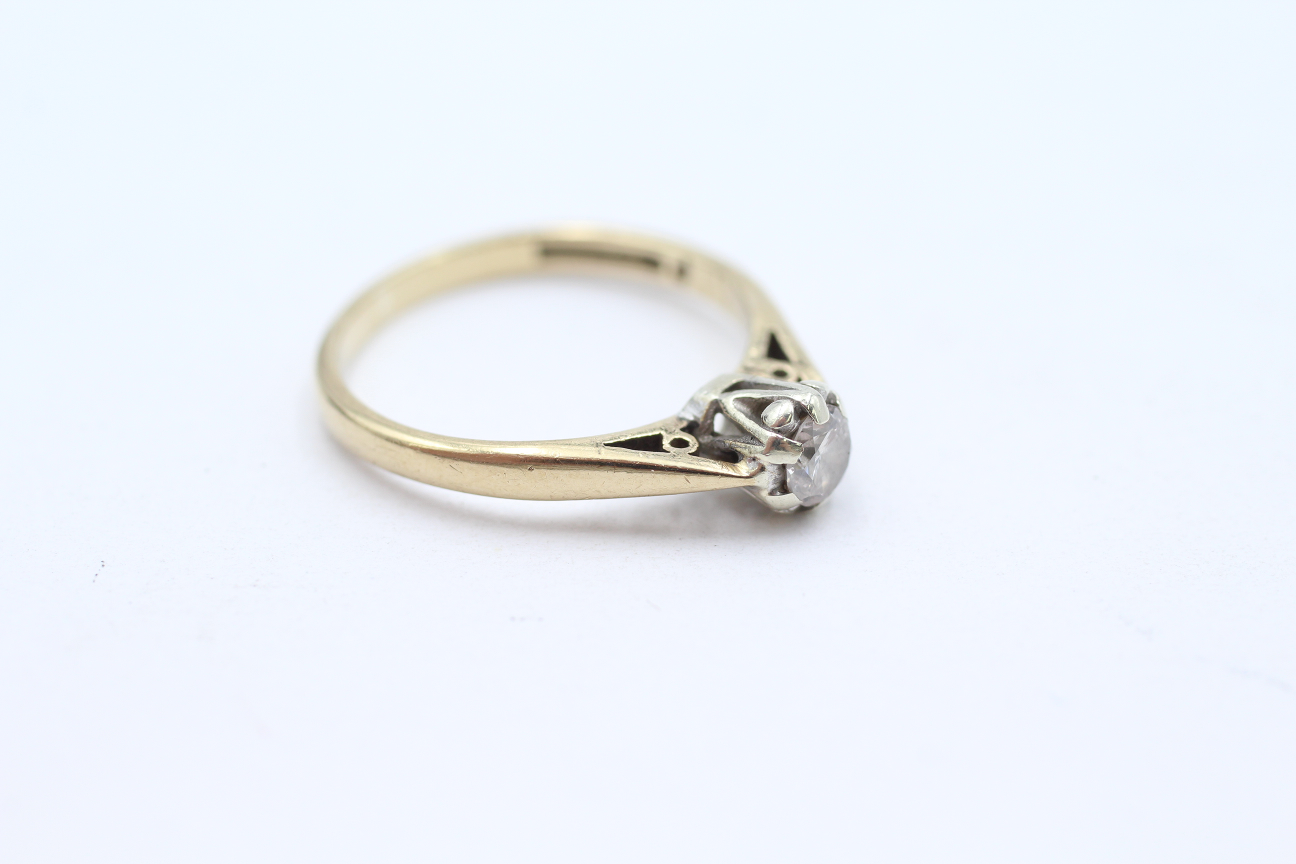 9ct gold round brilliant diamond single stone ring Size M - 2 g - Bild 2 aus 4