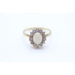 9ct gold opal and tanzanite set cluster ring Size P - 2 g