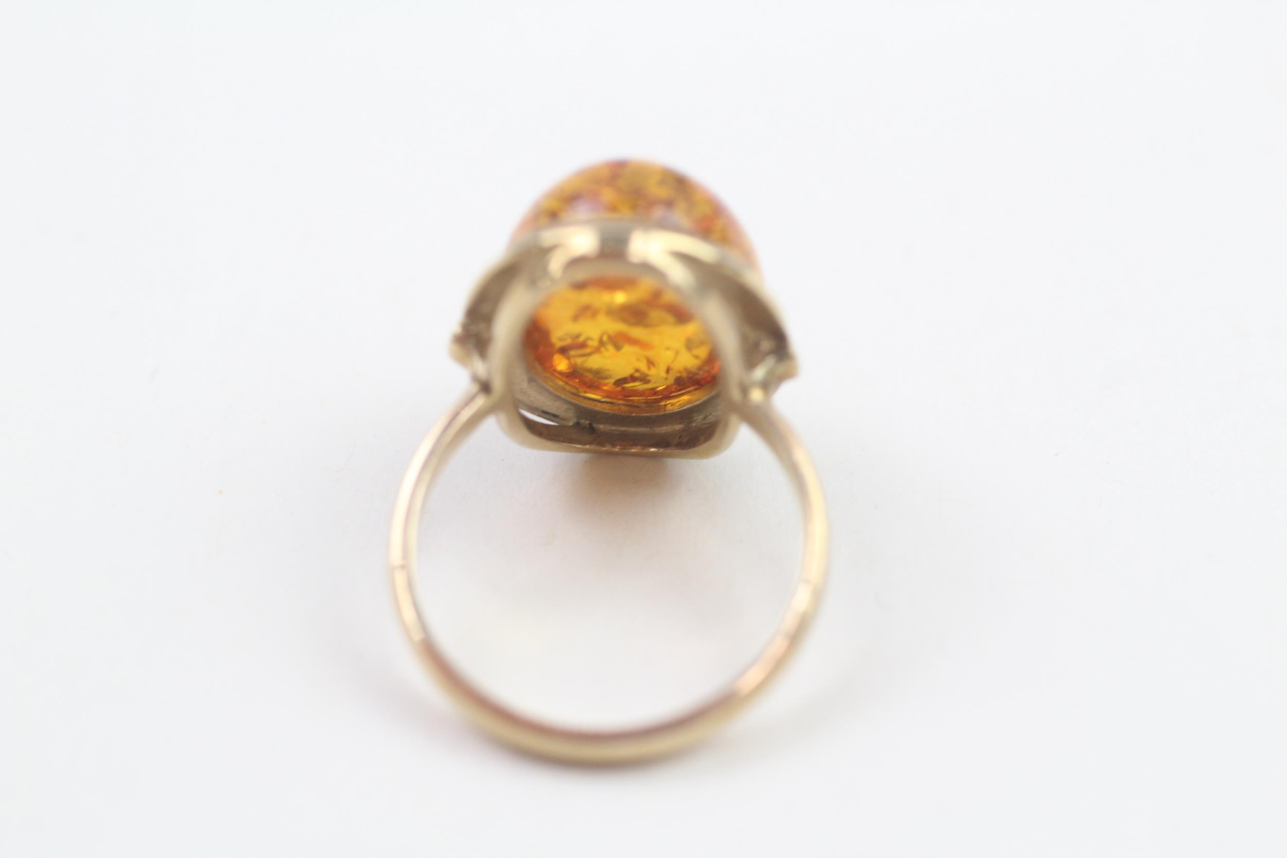 9ct gold cabochon cut amber dress ring (3.6g) Size L - Bild 4 aus 4