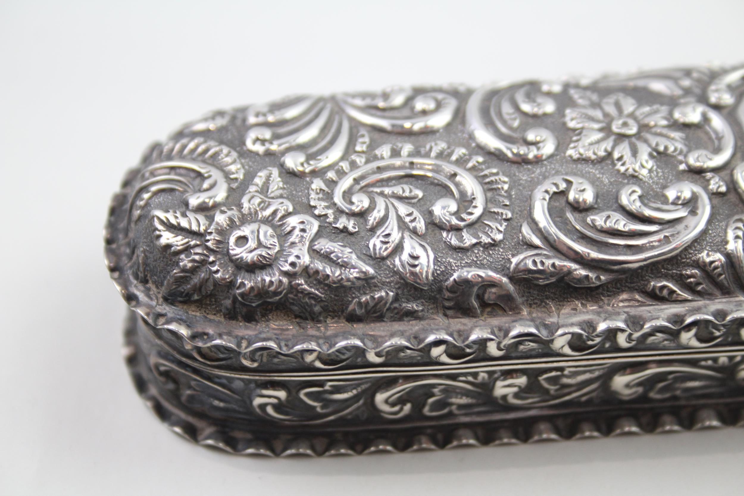 Antique Edwardian 1902 Chester Sterling Silver Long Trinket / Jewellery Box 129g - w/ Engraved - Image 2 of 8