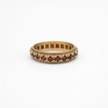 9ct gold vintage garnet set full eternity ring Size L - 2.7 g