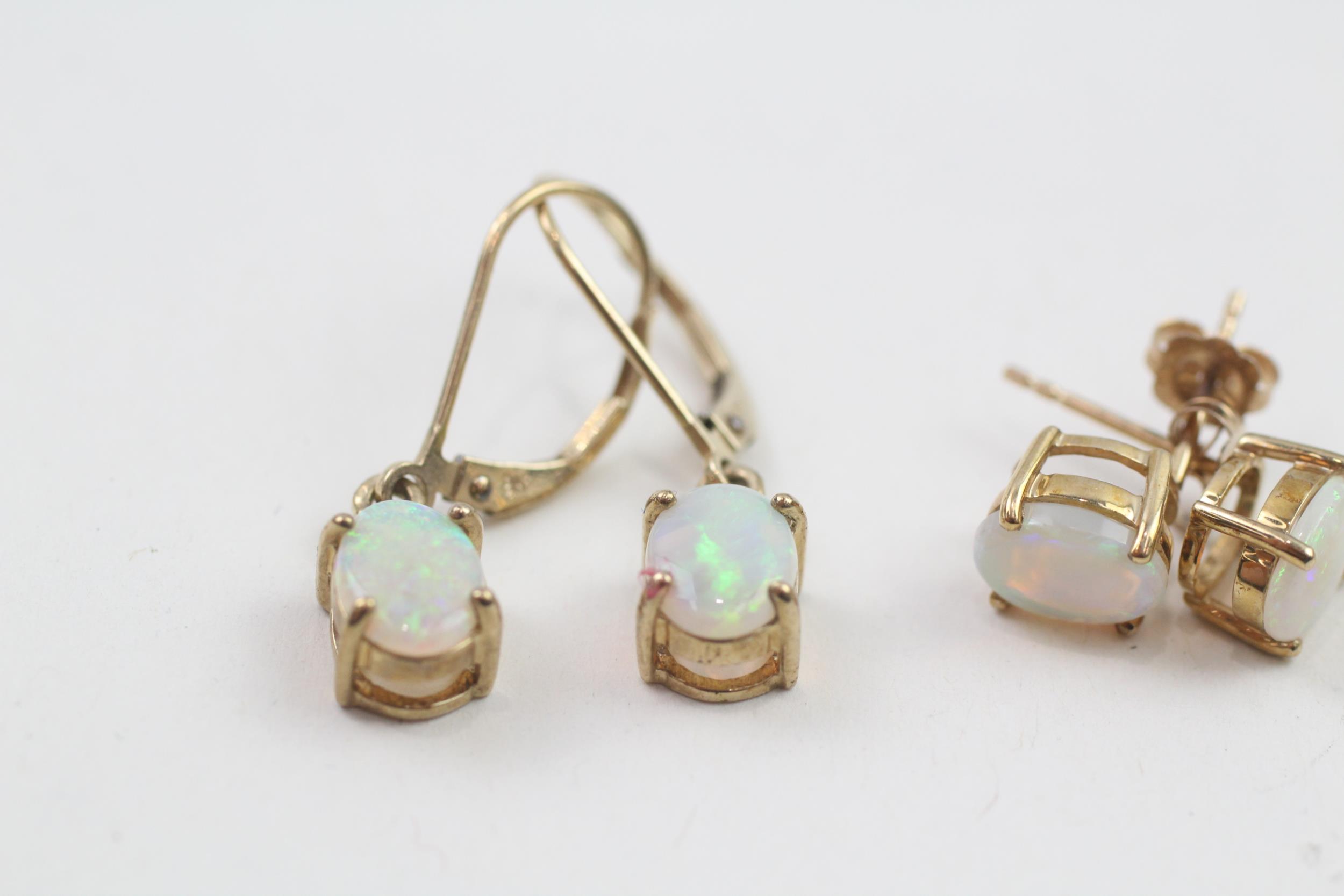 3 x 9ct gold opal earrings (3.6g) - Image 2 of 4