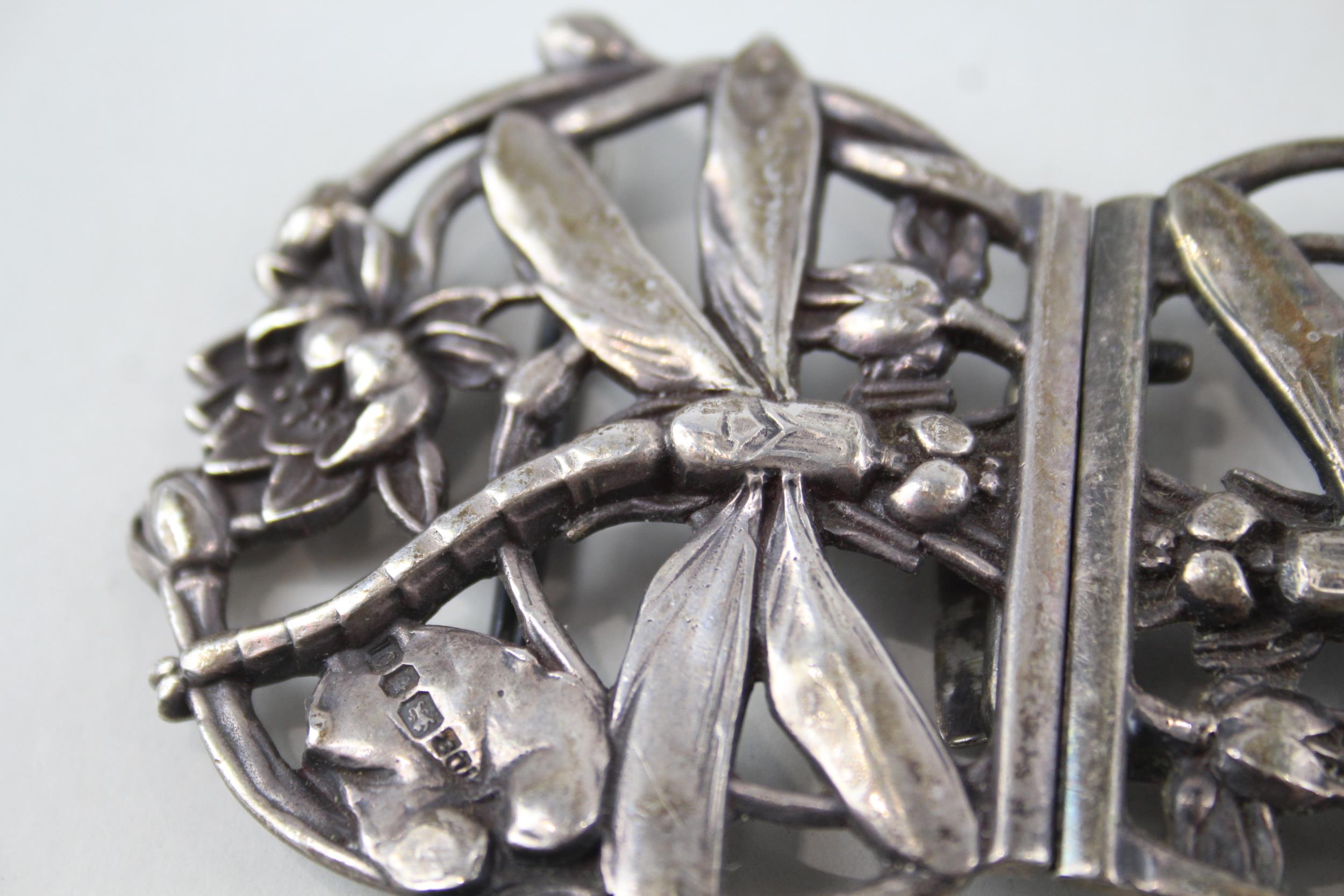 Vintage Hallmarked 1988 London STERLING SILVER Dragonfly Belt Buckle (51g) - Maker - - Image 2 of 5