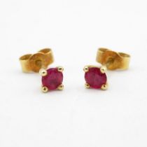 Pair of ruby and 18ct gold earrings 1g