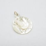 9ct gold and Mother of Pearl pendant with carved white dove