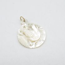 9ct gold and Mother of Pearl pendant with carved white dove