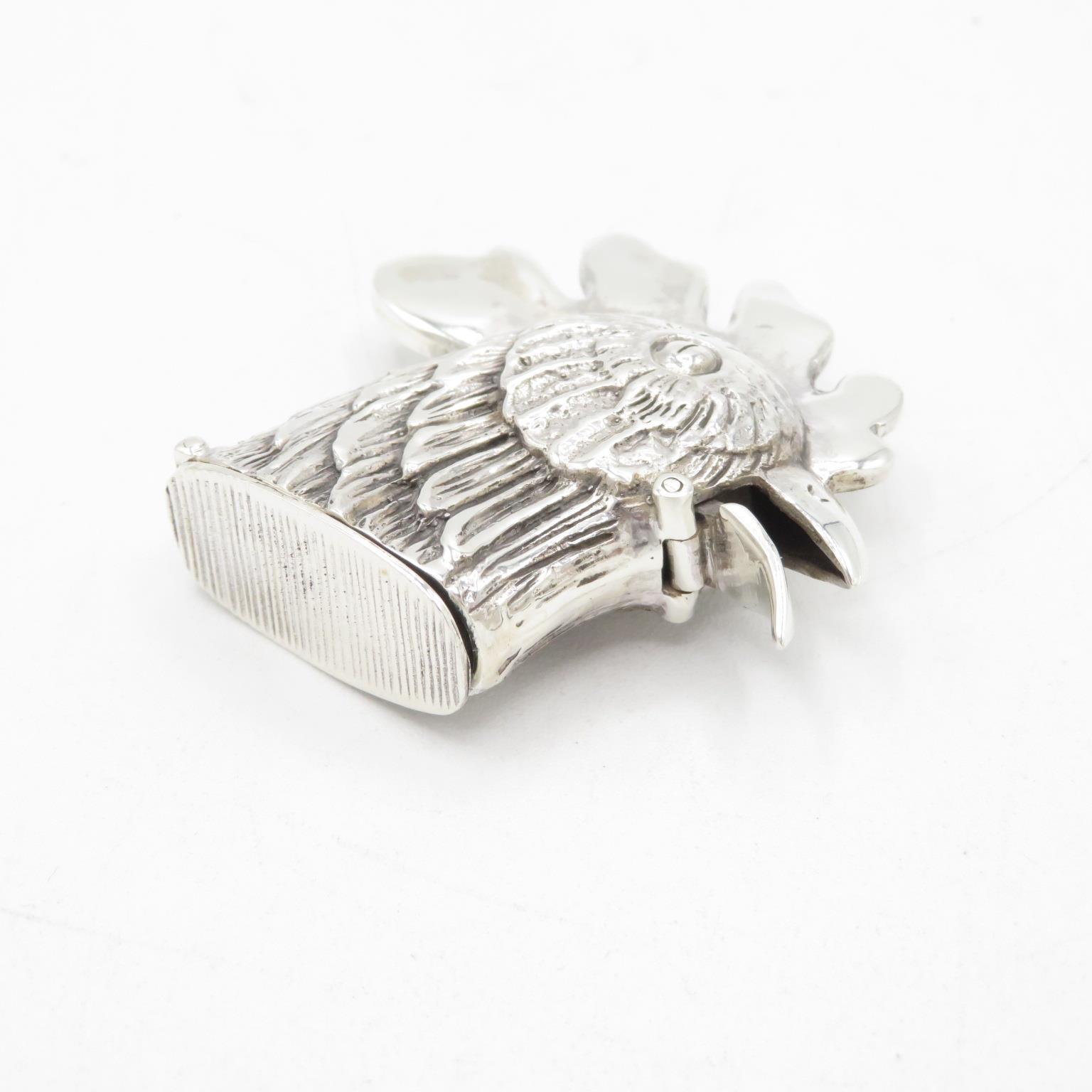 925 Sterling Silver HM articulated Cockerel Vesta with spring loaded lid in excellent condition - - Image 4 of 4