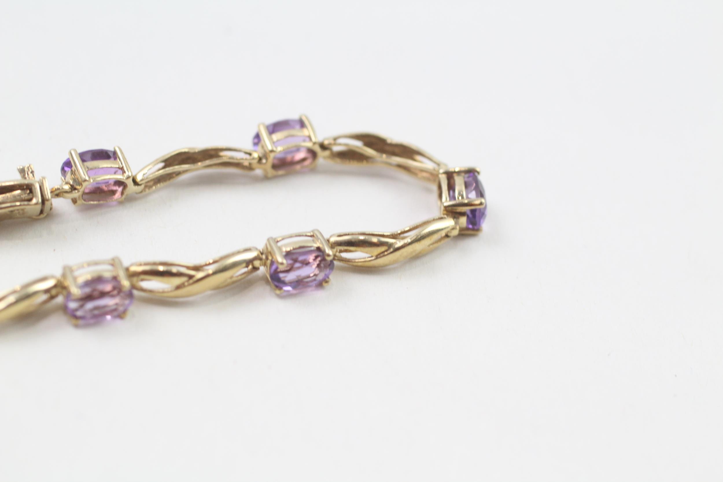 9ct gold oval cut amethyst bracelet (5.8g) - Image 4 of 4