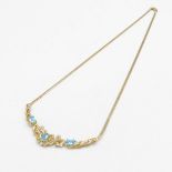 9ct gold and blue topaz necklace 7.3g with tight lobster clasp and full English Hallmarks measures