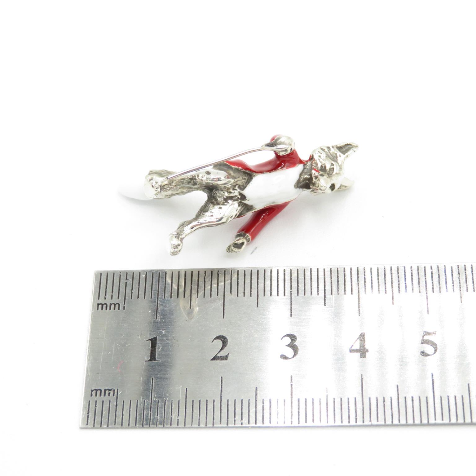 925 Sterling Silver HM Magnificent Mr. Fox silver and enamel character (12.6g) 35mm high in - Image 6 of 6