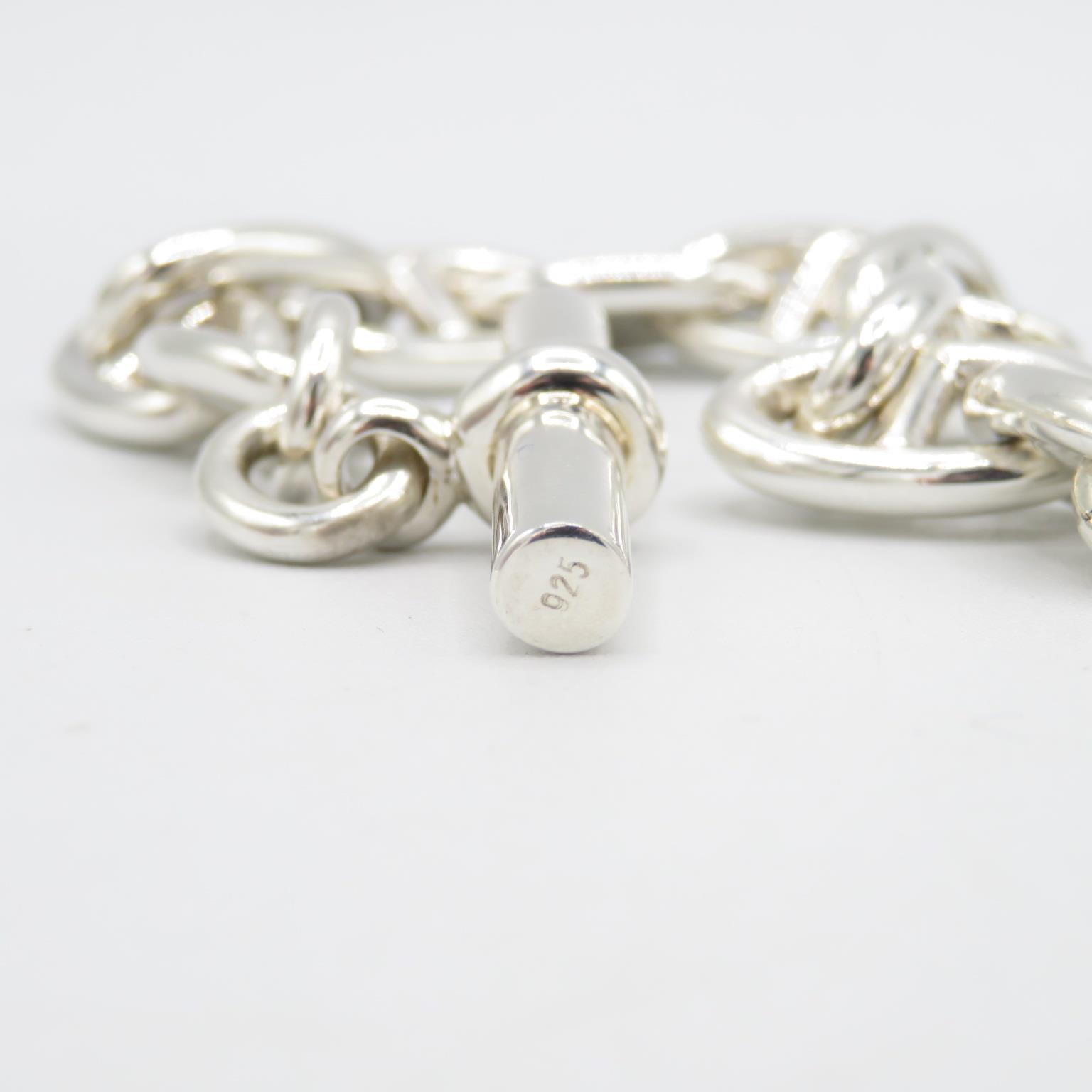 HM 925 Sterling Silver link bracelet (70g) measures 22cm when open including loop and bar - Image 4 of 4