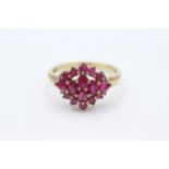 9ct gold ruby & diamond dress ring Size S - 3.2 g