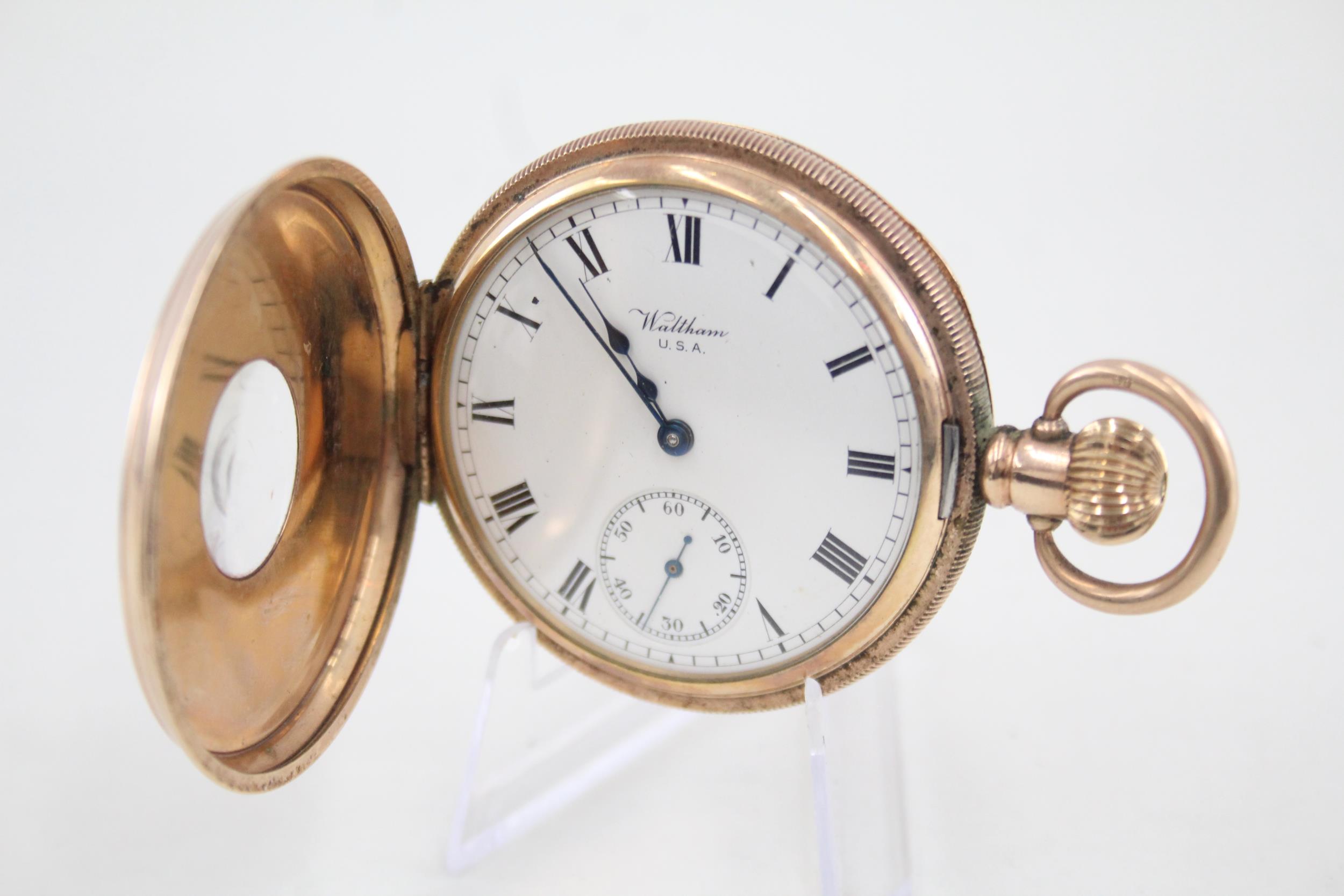 Waltham Half Hunter Rolled Gold Pocket Watch Hand-Wind WORKING - Waltham Half Hunter Rolled Gold - Image 2 of 5