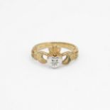 9ct gold cubic zirconia Irish claddah ring Size I 1/2 - 1.5 g