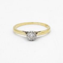 16ct gold round brilliant cut diamond solitaire ring Size M - 1.4 g