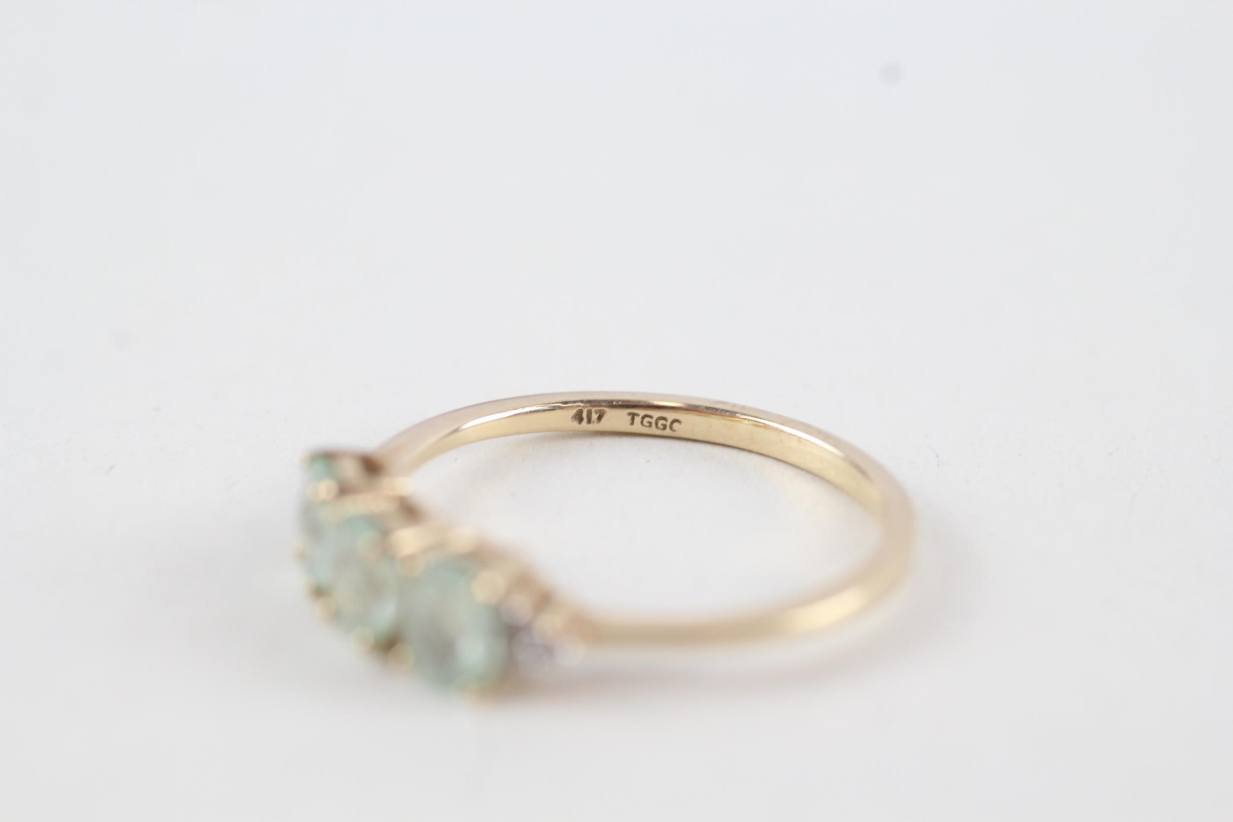 9ct gold blue gemstone & diamond dress ring, claw set (1.6g) Size N - Image 4 of 4