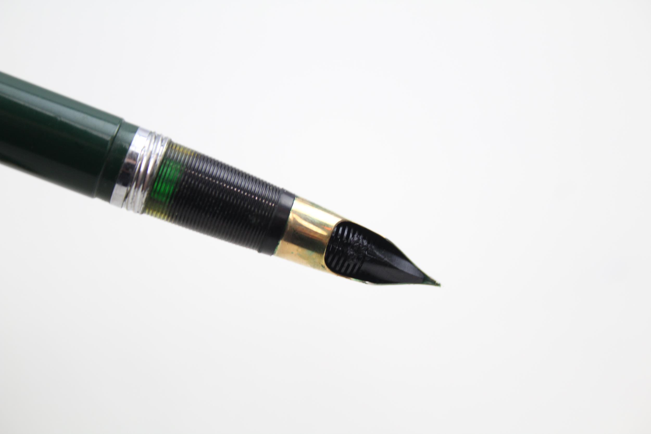 Vintage SHEAFFER Snorkel Green Cased Fountain Pen w/ 14ct Gold Nib WRITING - Dip Tested & WRITING In - Bild 5 aus 6