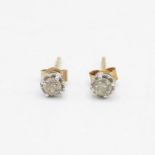 9ct gold diamond stud earrings with scroll backs (0.6g)