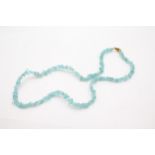 9ct gold blue gemstone single strand necklace - 14 g