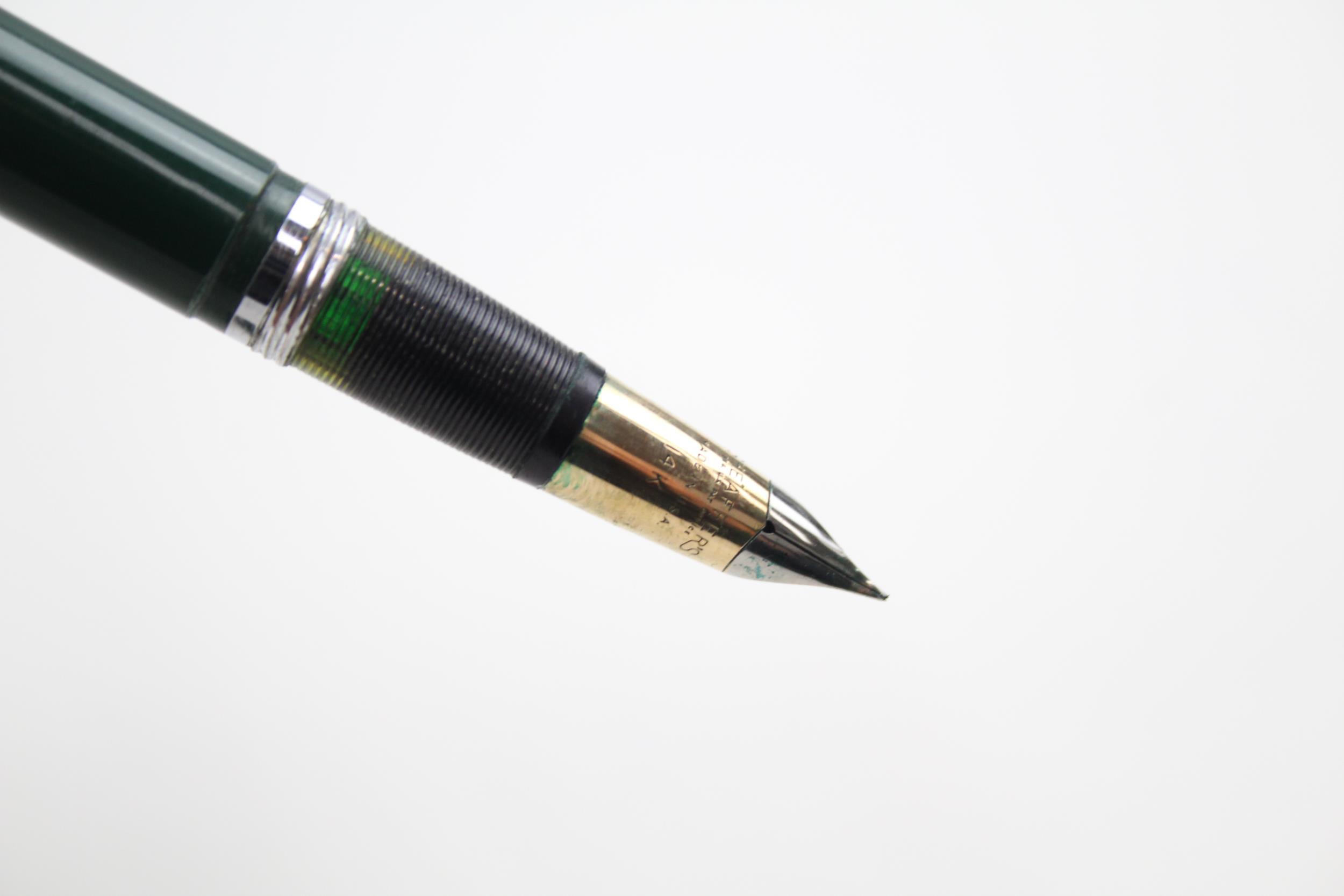 Vintage SHEAFFER Snorkel Green Cased Fountain Pen w/ 14ct Gold Nib WRITING - Dip Tested & WRITING In - Bild 4 aus 6