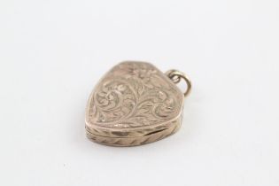 9ct gold back & front vintage patterned locket (2.6g)