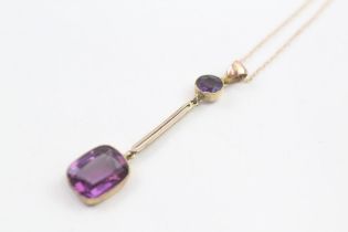 9ct gold amethyst drop necklace (2.1g)