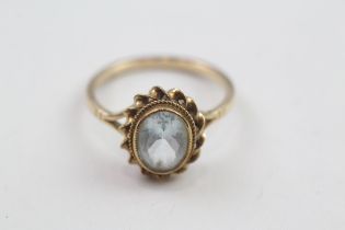 9ct gold vintage aquamarine dress ring, bezel set (2.8g) Size Q