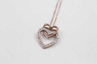 9ct gold diamond heart shaped pendant necklace (1g)