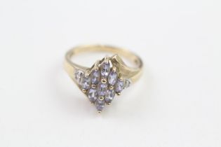 9ct gold marquise cut tanzanite & diamond dress ring (2.4g) Size K