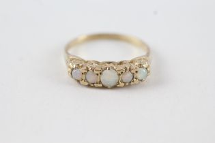 9ct gold vintage opal five stone ring (2.2g) Size N