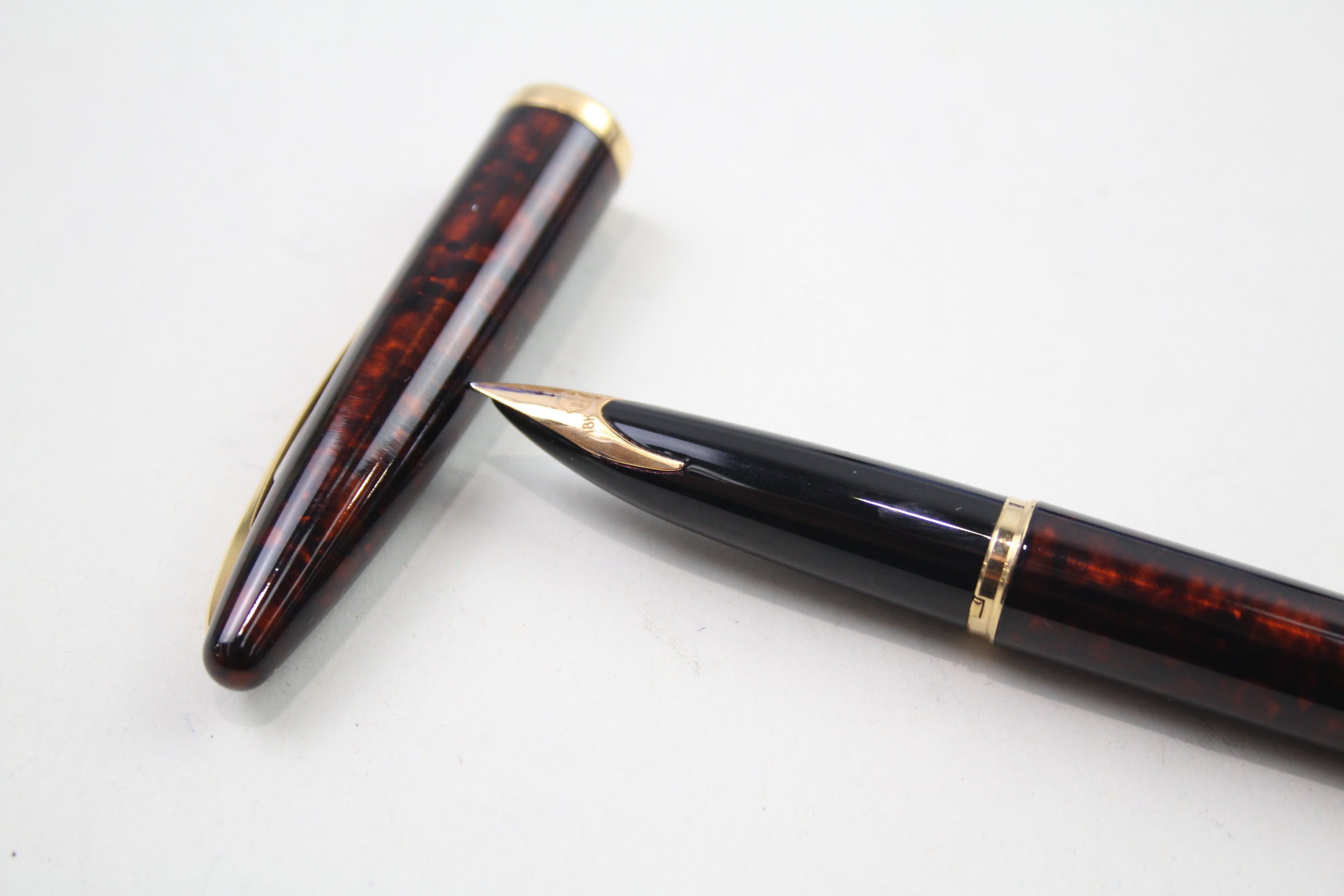 Vintage WATERMAN Carene Burgundy Lacquer Fountain Pen w/ 18ct Gold Nib WRITING - Boxed Dip - Image 11 of 30