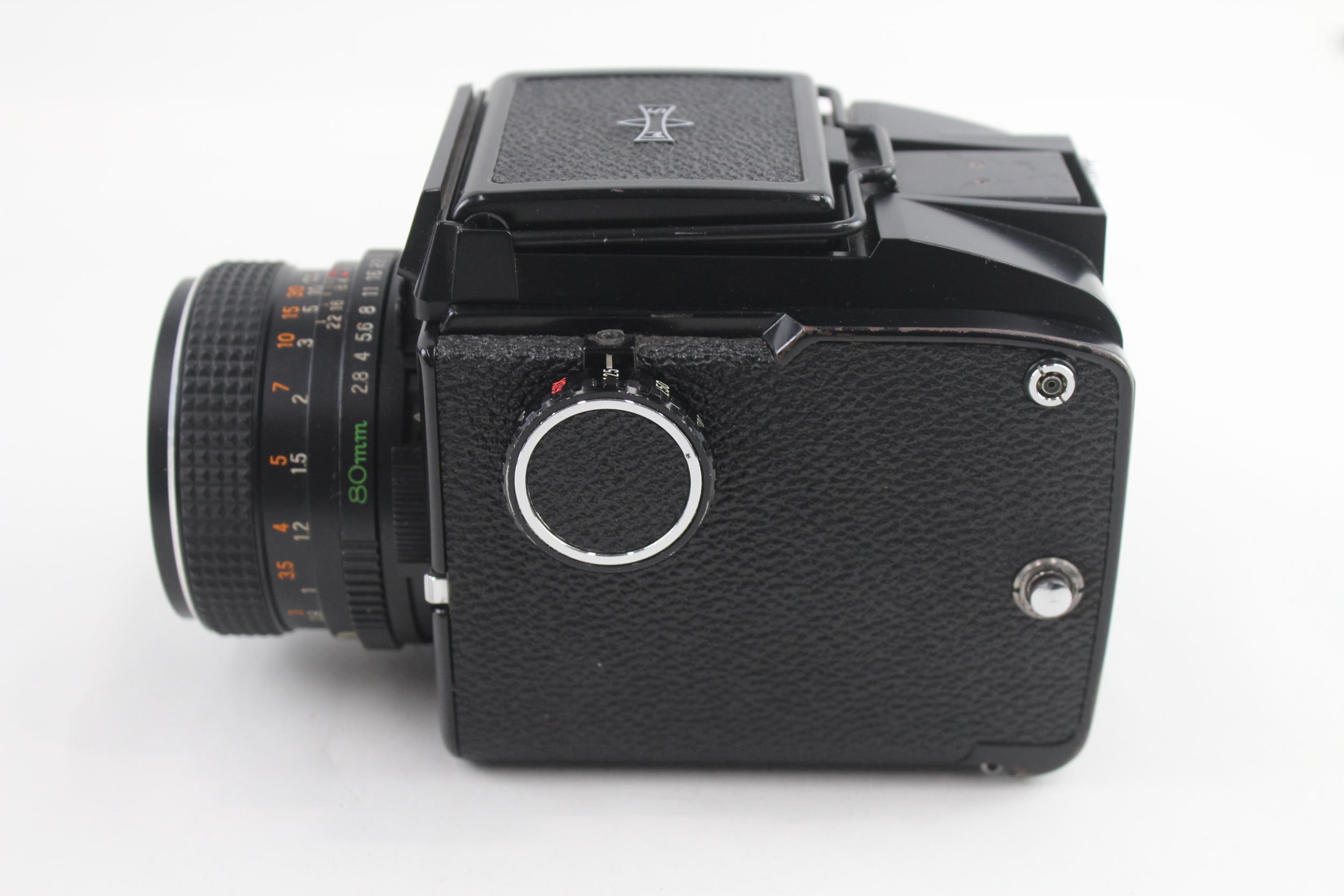 Mamiya M645J Medium Format Film Camera Working w/ 80mm Lens, Viewfinder & Insert - Mamiya M645J - Image 3 of 6