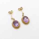 9ct gold amethyst drop earrings (1.6g)