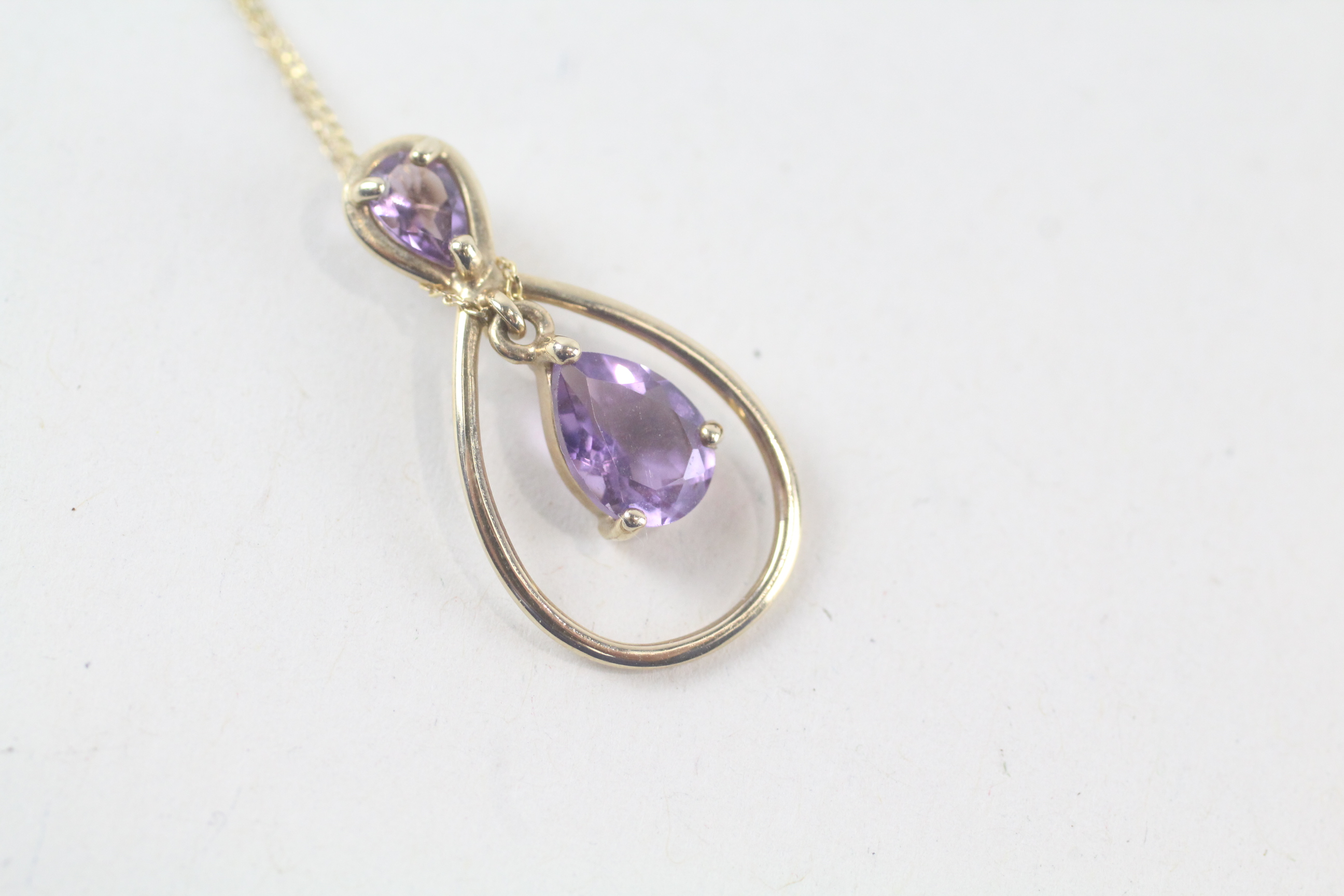 9ct gold amethyst set pendant necklace (1.2g) - Image 2 of 4