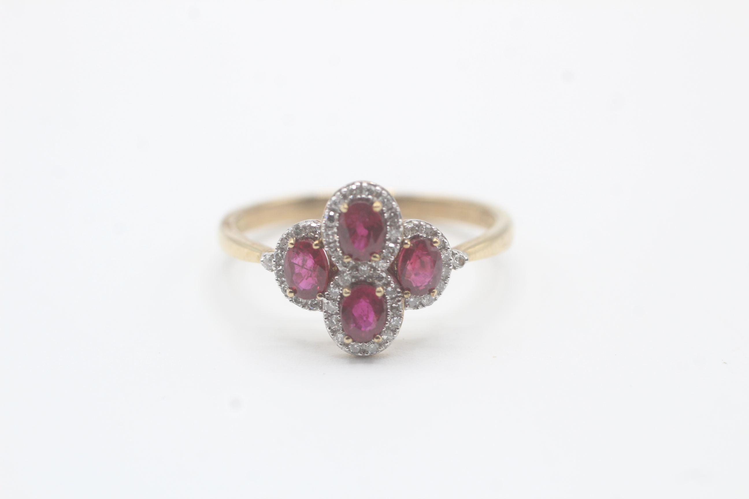 9ct gold ruby & diamond dress ring (2.4g) Size S 1/2 - Image 2 of 6