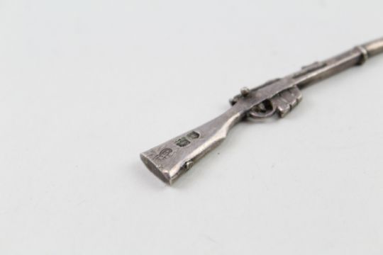 Vintage .925 Sterling Silver Miniature Novelty Single Barrel Shotgun (10g) - Length- 8cm In - Image 2 of 5