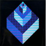 Vasarely, Victor (1906 Pécs - 1997 Paris), Grafik Kunstdruck "Axo-New York" (Op-Art-Hochglanz) mit 