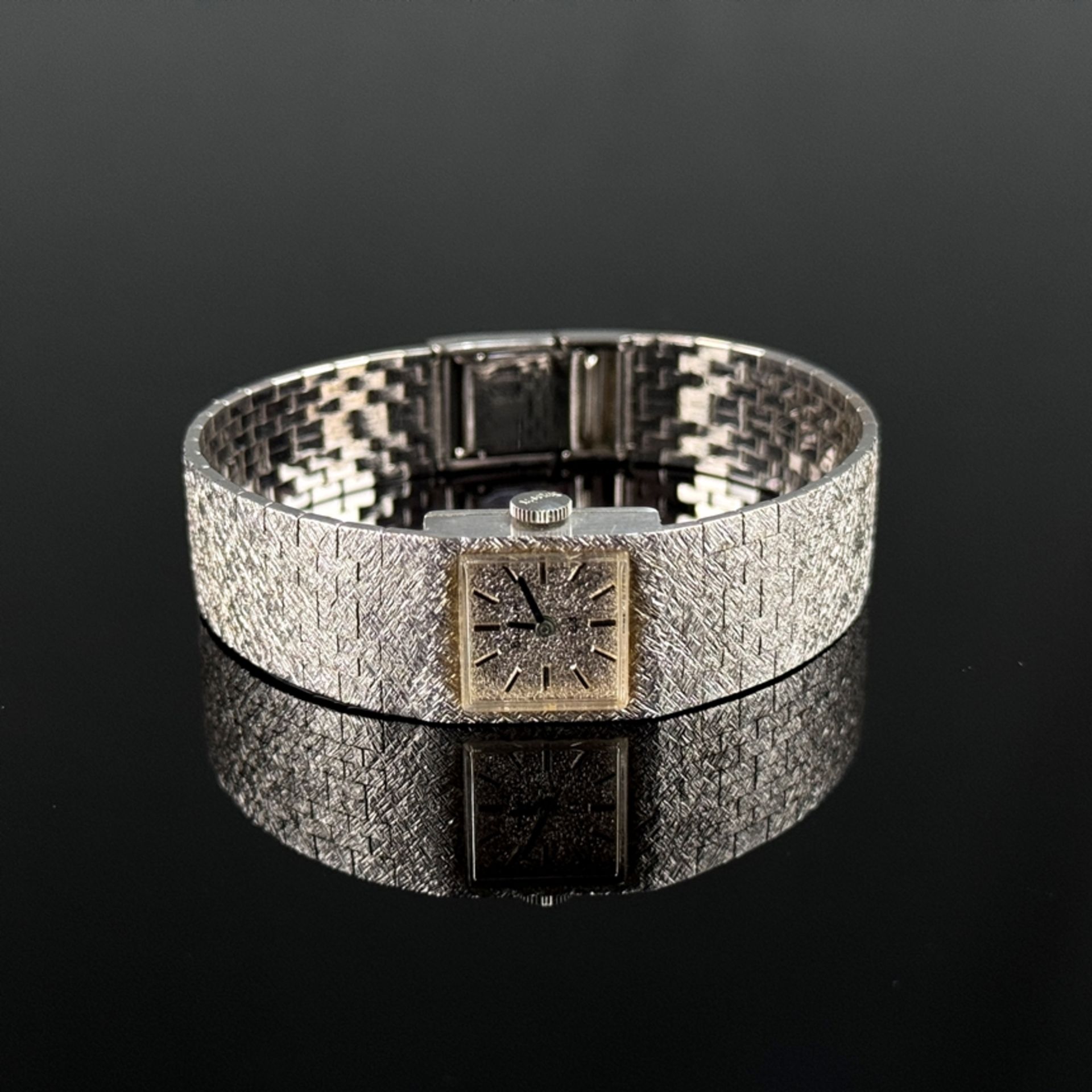 Wristwatch, Bulova, 585/14K white gold (hallmarked), total weight 38.1g, rectangular case and dial