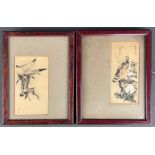 Pair of watercolours, each with fine depiction of birds, China, around 1900, each framed behind gla
