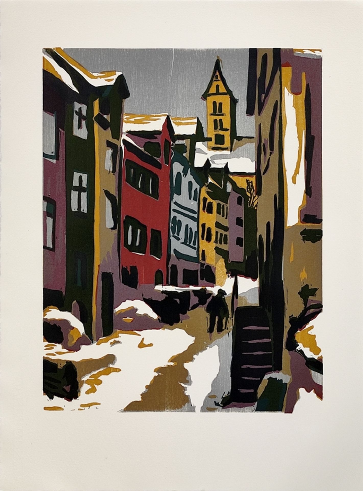 Lange, Sigurd (1904 - 2000 Pfullendorf) 2 prints, "Hegauvulkane", colour woodcut, signed lower righ - Image 6 of 6