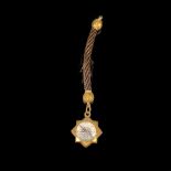 Small compass pendant, gold-plated body, human hair band, functional, length 11 cm